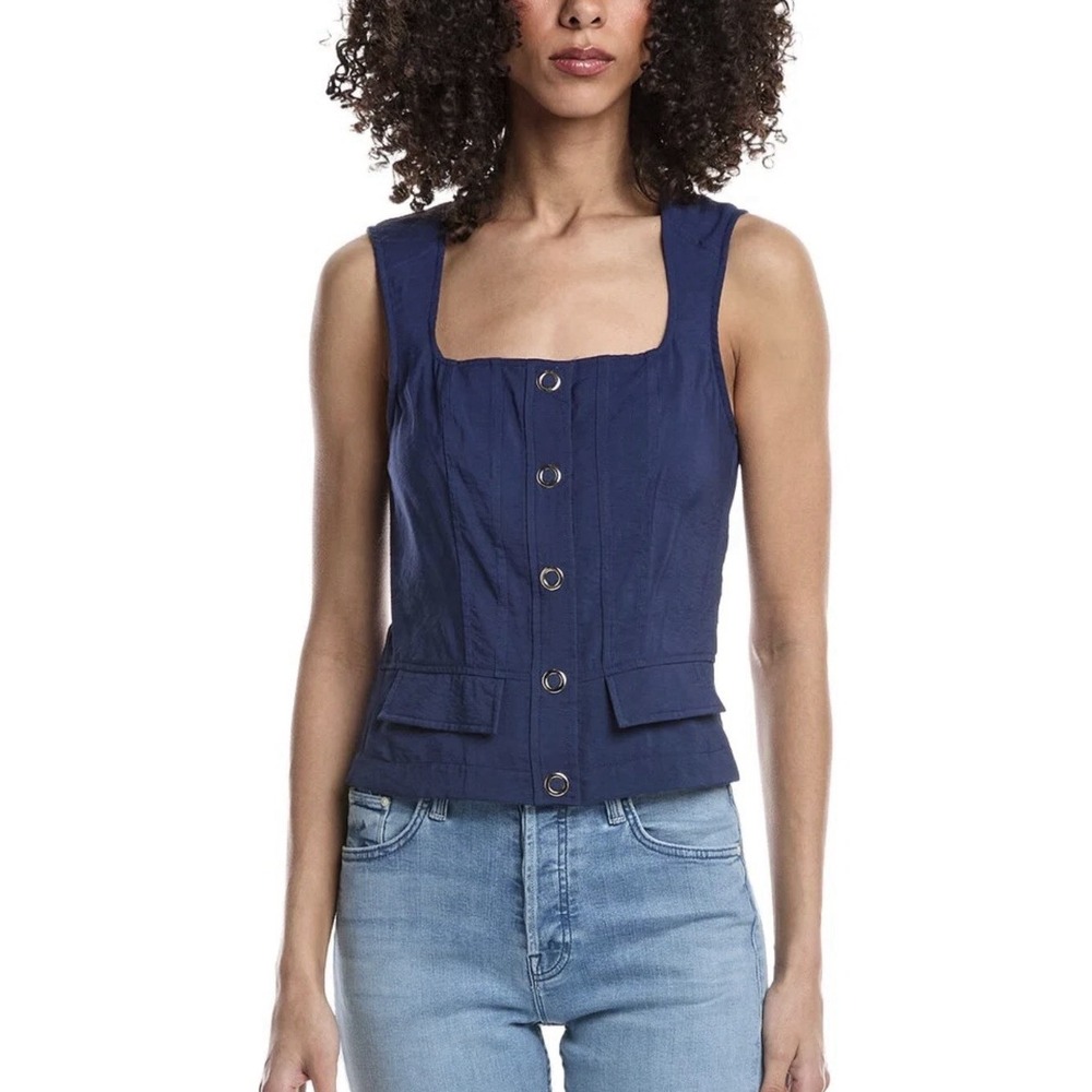 $275 Ramy Brook NY Suki Women's Tailored Vest Tank Top size 8 Navy Blue NWT